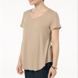 JM Collection Women's Scoop Neck Top Beige Size Large