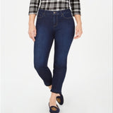Charter Club Women's Tummy Control Frayed Cuff Skinny Jeans Blue Size 18