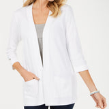 Karen Scott Women's Cotton Cozy Cardigan White Size Petite Large