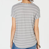 Style & Co Women's Tie Front Top Gray Size Petite X-Small