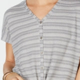 Style & Co Women's Tie Front Top Gray Size Petite X-Small