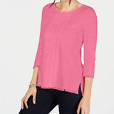 Charter Club Women's Cotton Lace Trim Top Pink Size X-Large