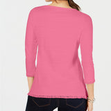 Charter Club Women's Cotton Lace Trim Top Pink Size X-Large