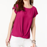 INC International Concepts Women's Ruffled Pleated Pullover Top Pink Size X-Large
