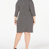 INC International Concepts Women's Geo Print Cutout Nec Zig Zag Print Dress Black Size 2X