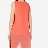 Alfani Women's Coral Layered-look Sleeveless Scoop Neck Party Tunic Top Pink Size Petite Medium