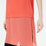 Alfani Women's Coral Layered-look Sleeveless Scoop Neck Party Tunic Top Pink Size Petite Medium