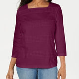 Karen Scott Women's Purple Square Neck Top Size XX-Large