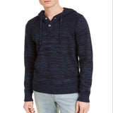 Sun + Stone Men's Heathered Henley Hoodie Blue Size Medium
