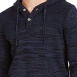Sun + Stone Men's Heathered Henley Hoodie Blue Size Medium