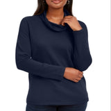 Karen Scott Women's Sport Cowl Neck Top Blue Size X-Small