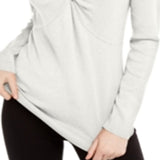 INC International Concepts Women's Cut Out Long Sleeve Keyhole T-Shirt White Size Medium
