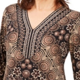 JM Collection Women's Embellished Y Neck Tunic Black Size Medium