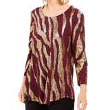 Jm Collection Women's Metallic-Print Top Size Petite