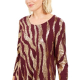 Jm Collection Women's Metallic-Print Top Size Petite