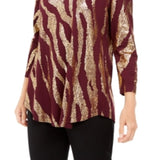 Jm Collection Women's Metallic-Print Top Size Petite