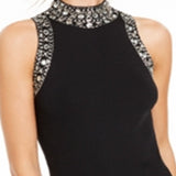 INC International Concepts Women's Embellished Mock Neck Tank Sweater Black Size Small