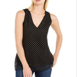 INC International Concepts Women's Black Mesh Embellished Tank Top Size Small