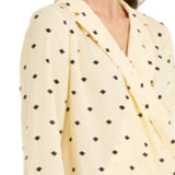 Alfani Women's Printed Surplice Blouse Yellow Size Medium