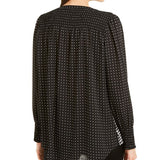 Alfani Women's Mixed Dot Button Up Top Black Size Medium