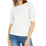 INC International Concepts Women's Puff Sleeve Top White Size Large