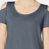 JM Collection Women's Grey Cold Shoulder T-Shirt Size Small