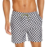 INC International Concepts Men's Zane Checkerboard 5 Swim Trunks White Size Large