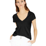 INC International Concepts Women's V Neck T Shirt Black Size Large
