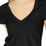 INC International Concepts Women's V Neck T Shirt Black Size Large