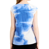 Alfani Women Side Tie Wash Cap Sleeve Jewel Neck Top Blue Size L