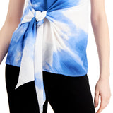 Alfani Women Side Tie Wash Cap Sleeve Jewel Neck Top Blue Size L