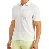 Club Room Men's Solid Jersey Polo with Pocket White Size Medium