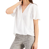 Alfani Women's Flutter Sleeve Surplice Blouse White Size Medium