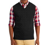 Club Room Men's Cable Knit Cotton Sweater Vest Black