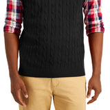 Club Room Men's Cable Knit Cotton Sweater Vest Black