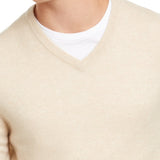 Club Room Men's V Neck Cashmere Sweater Beige Size XX-Large