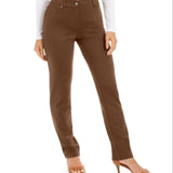 Style & Co Women's Stretch Slim Mid Rise Straight Leg Pants Brown Size 8