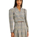 INC International Concepts Women's Check Bolero Jacket Gray Size Medium