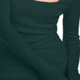 INC International Concepts Women's Square Neck Ribbed Top Green Size Large