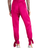 INC International Concepts Women's Satin Tie-Bottom Pants Pink Size 10