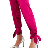 INC International Concepts Women's Satin Tie-Bottom Pants Pink Size 10