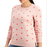 Style & Co Women's Heart Print Pullover Sweater Pink Size Medium