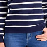 Charter Club Women's Cotton Striped Zip Neck Top Blue Size Petite L