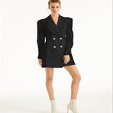 INC International Concepts Women's Crystal Button Blazer Dress Black Size Medium