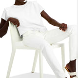 INC International Concepts Women's Cotton Bold Shoulder Tie Front Top White Size Large
