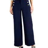 Charter Club Women's Wide Leg Sailor Pants Blue Size 12 Petite