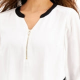 JM Collection Women's Colorblocked Top White Size X-Large