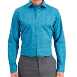 Bar III Men's Slim Fit Cotton Long Sleeve Stretch Shirt Blue Size X-Large
