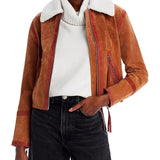Blanknyc Faux Fur Collar Leather Jacket Brown