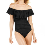 La Blanca Women's Off The Shoulder One Piece Swimsuit Black Size 10